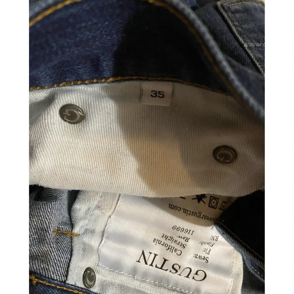Gustin Selvedge Denim Jeans California Raw Button Fly Straight Men 35 *ReadFlaws